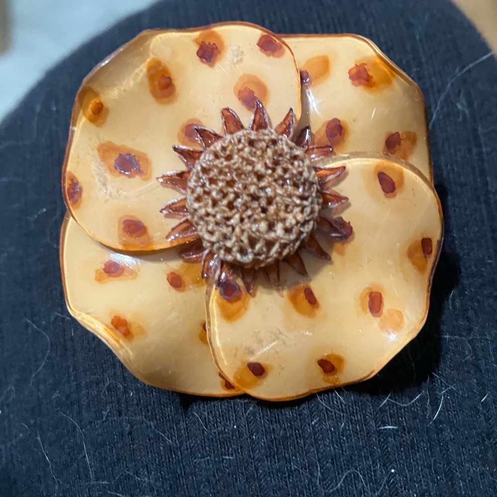 Vintage CILEA Paris anemone flower brooch pin signed